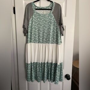 Tiered stripe and floral dress